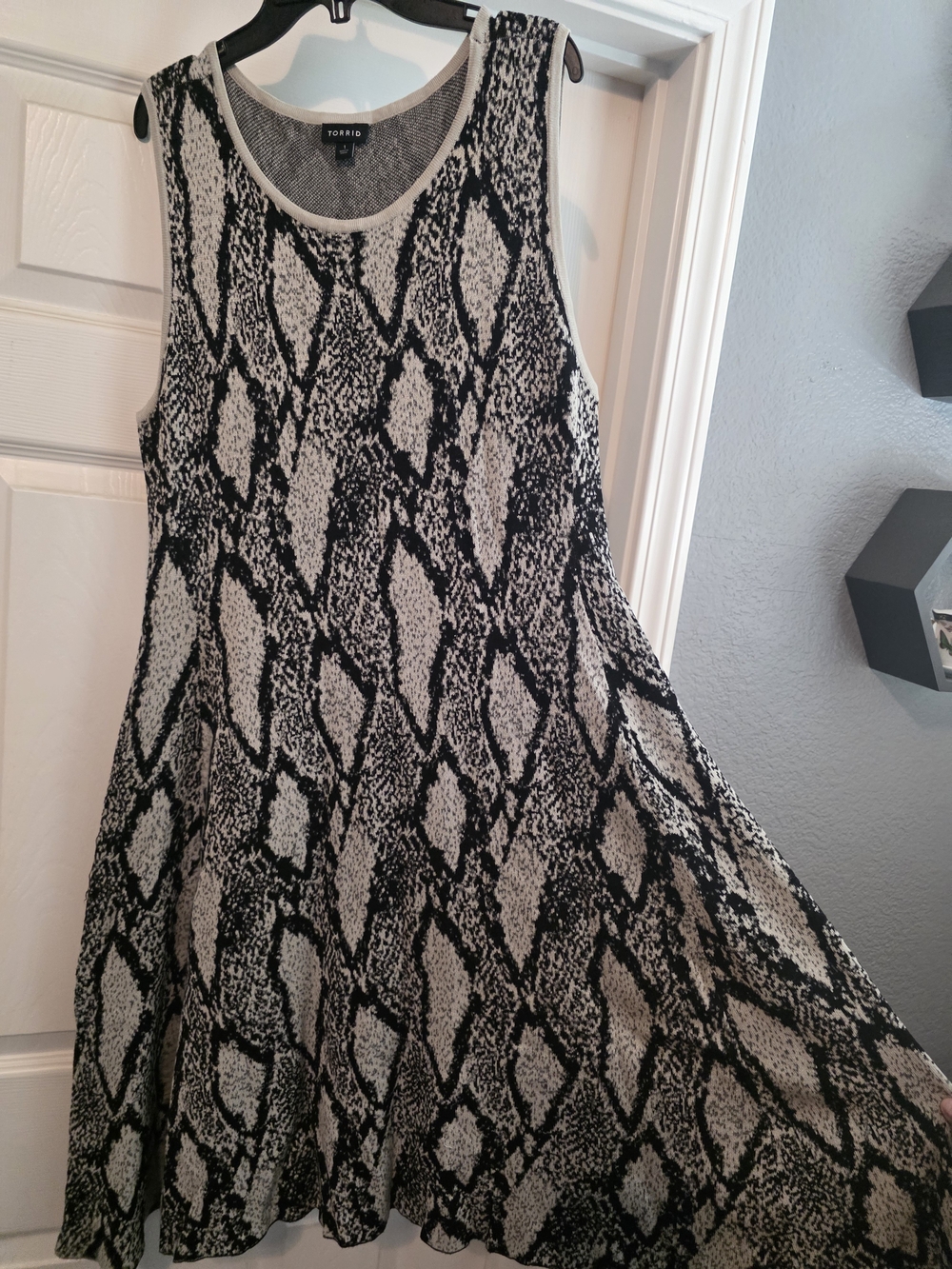 torrid Black and Cream Snake-Print A-Line Dress